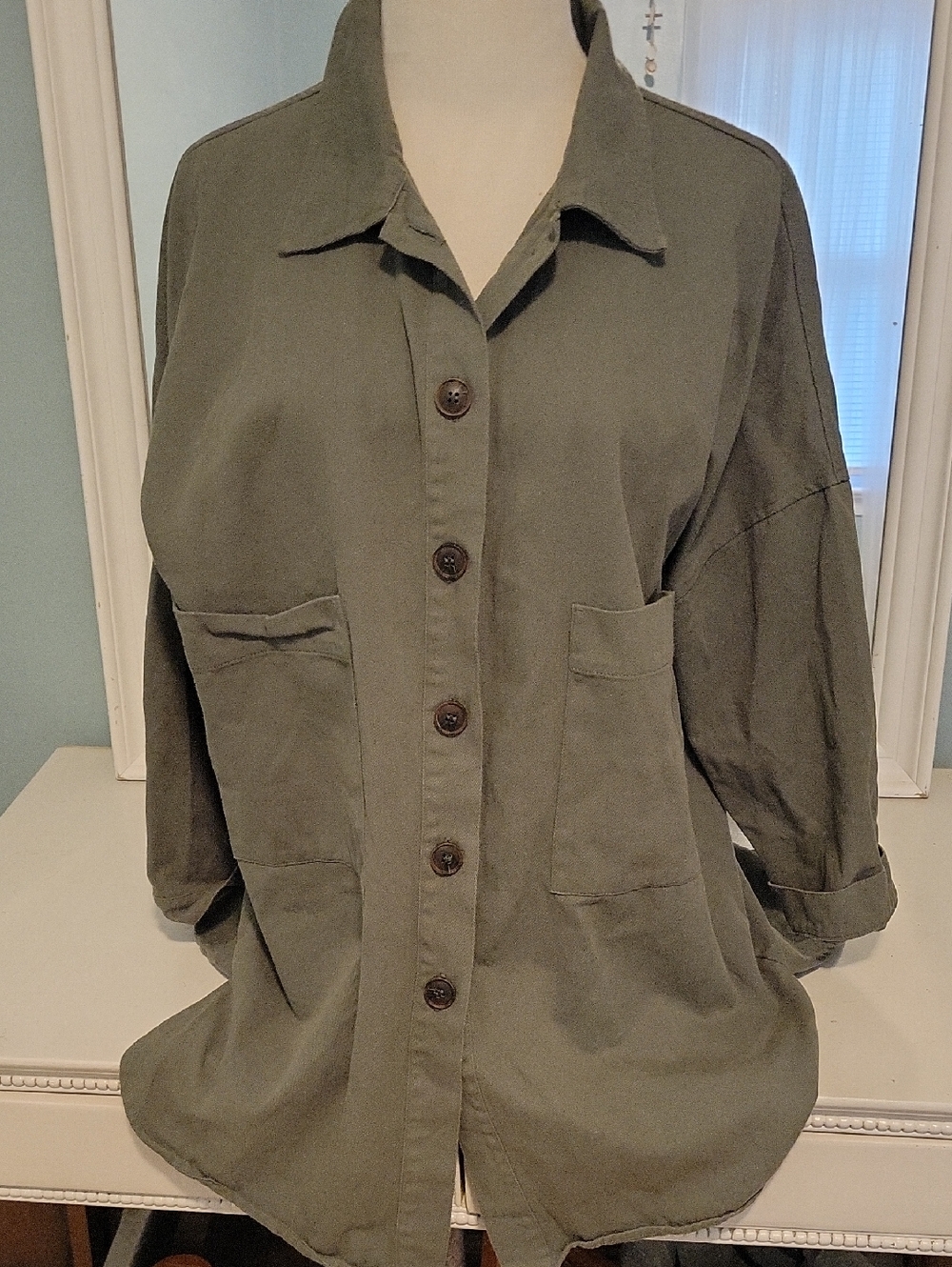 Fashion Nova Olive Utility Button-Front Jacket